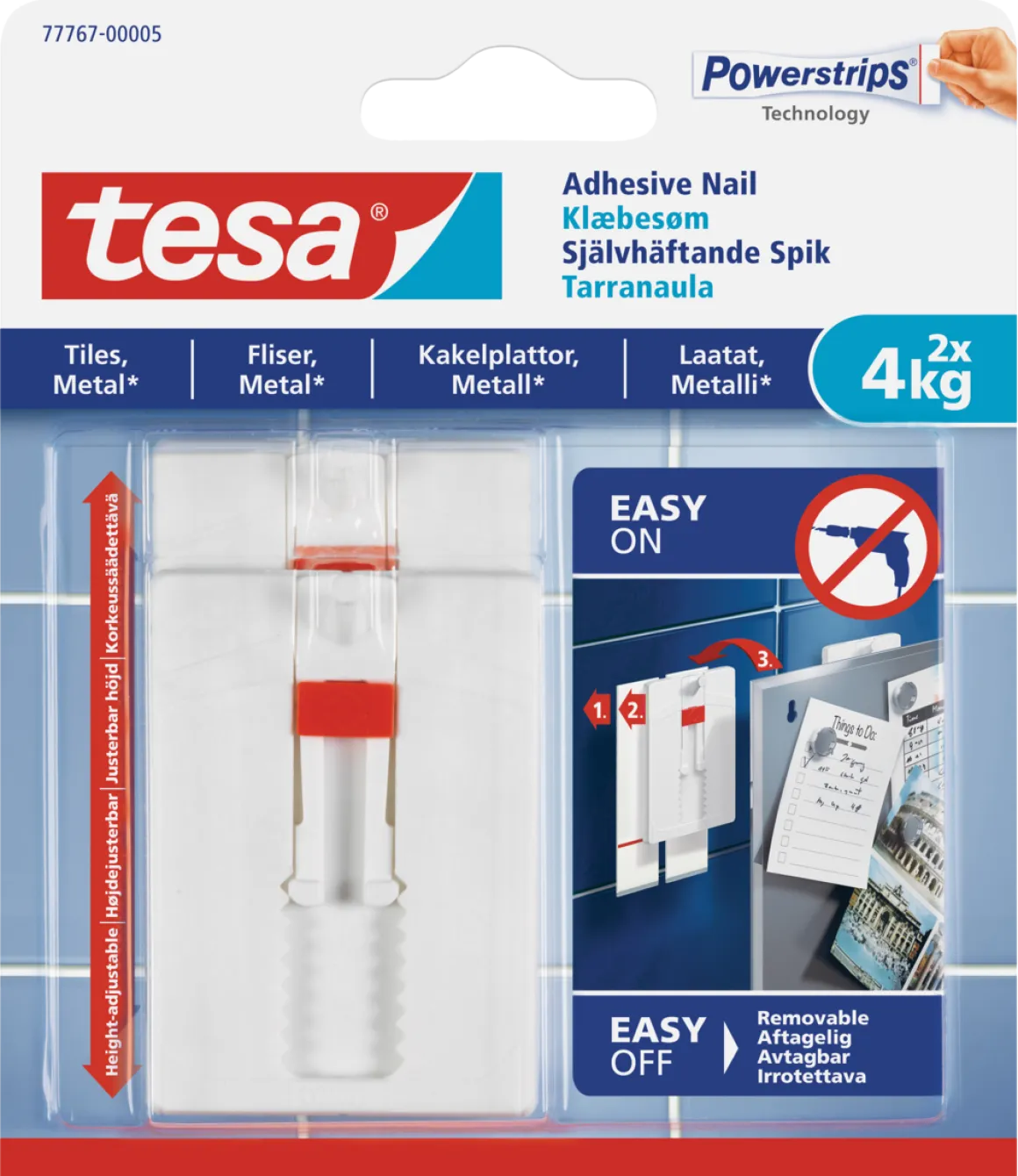 Självhäftande spikar Tesa, vita