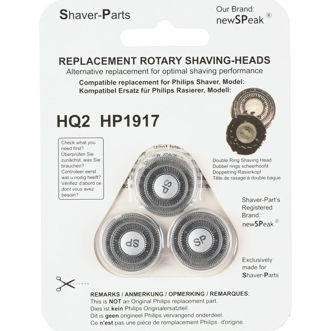 Skärhuvud HQ2/HP1917 till Philips rakapparat, 3-pack