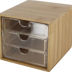 Sminkförvaring med 3 lådor, bambu