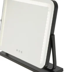 Sminkspegel med LED-belysning, svart, 52 x 44 cm