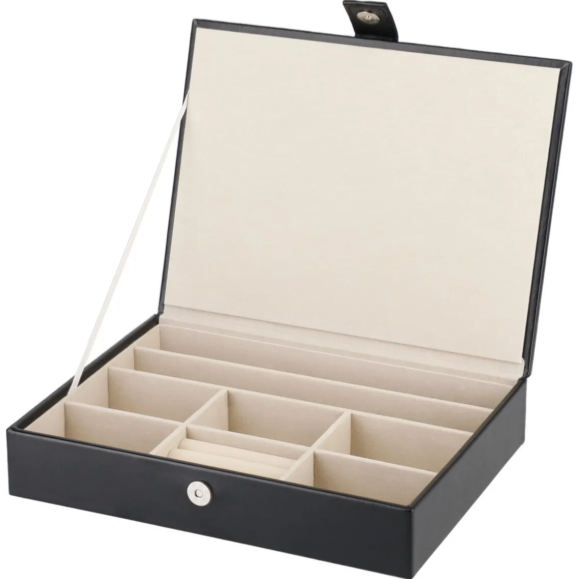 Smyckeskrin herr, smyckesbricka med lock, stapelbar, svart