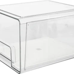 Stapelbar kylskåpsförvaring med låda, transparent