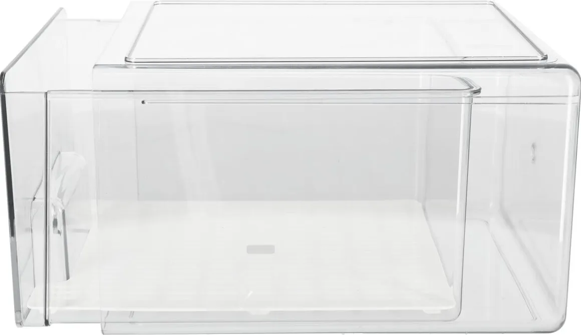 Stapelbar kylskåpsförvaring med låda, transparent