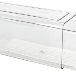 Stapelbar kylskåpsförvaring med låda, transparent