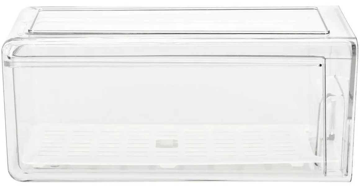 Stapelbar kylskåpsförvaring med låda, transparent