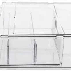 Stapelbar kylskåpsförvaring med utdragbar låda, transparent