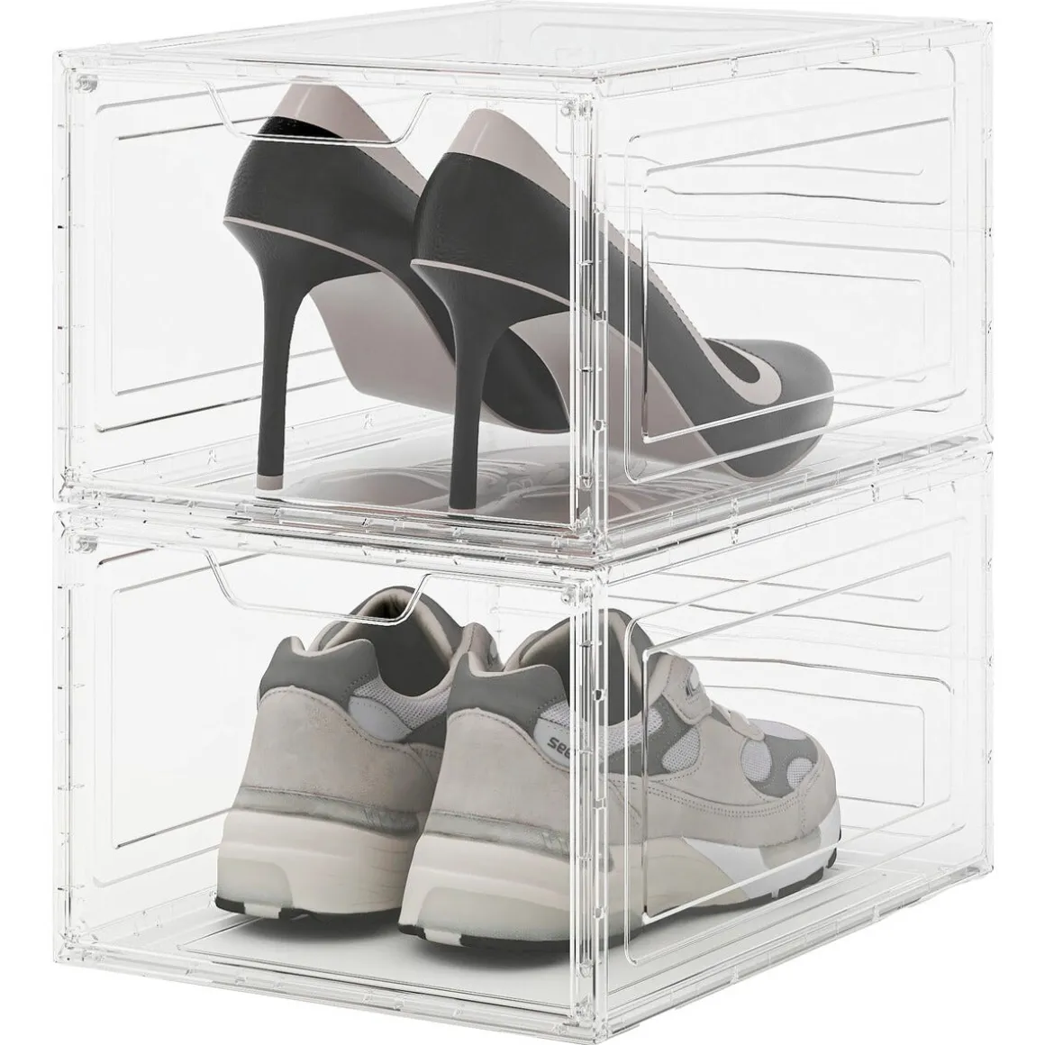 Stapelbar skolåda med dörr, transparent plast, 2-pack
