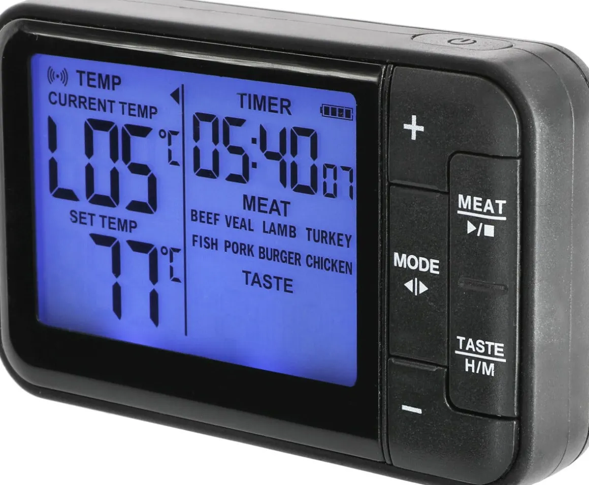 Stektermometer med trådlös digital display, alarm