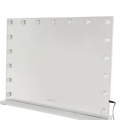 Stor sminkspegel med dimbar LED-belysning, vit, 80 x 62 cm