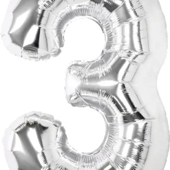 Stor sifferballong silver 82 cm, 0-9, 1-pack