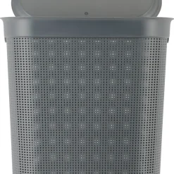 Stor tvättkorg med lock och handtag, 50 l