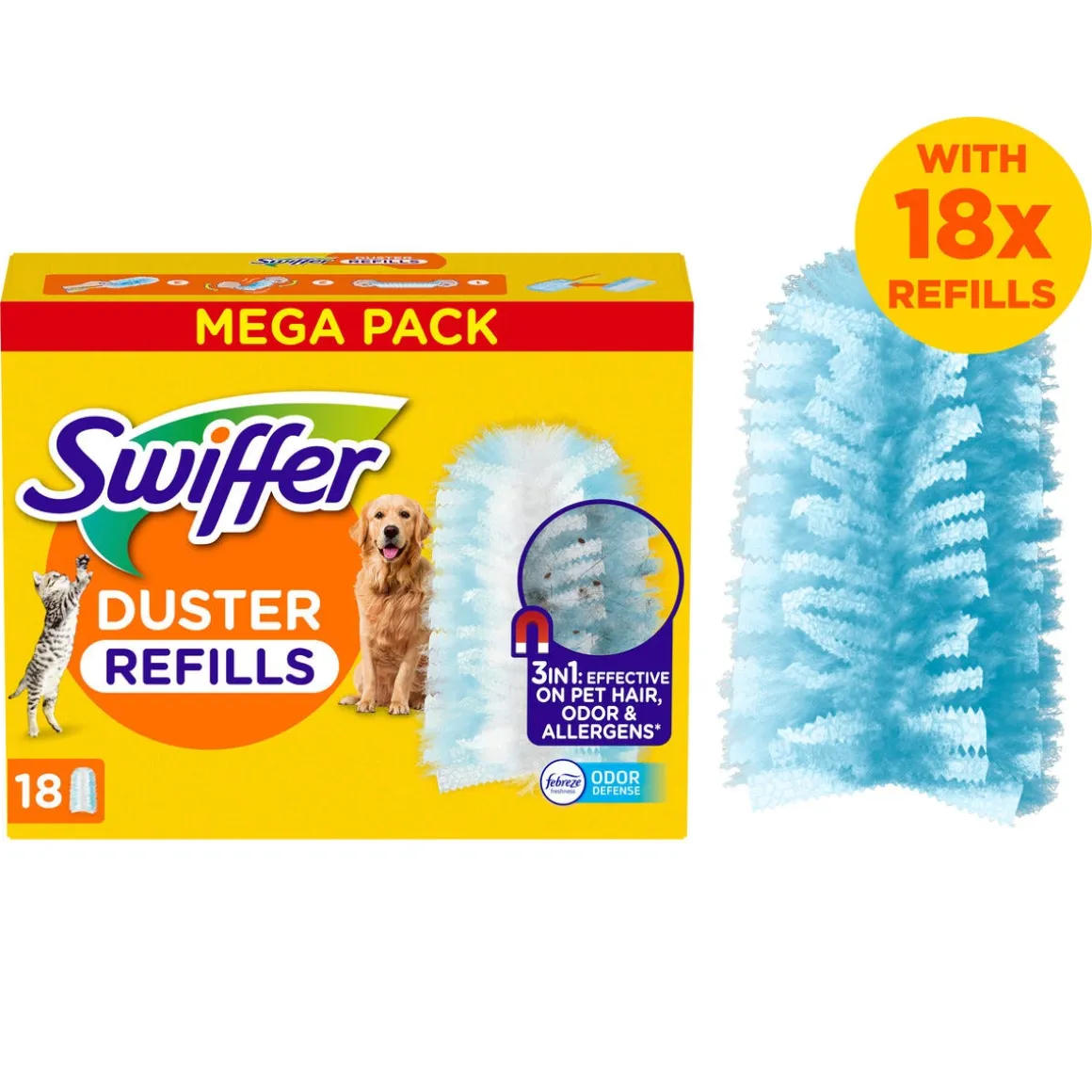 Swiffer Duster Pet rengöringsdukar refill, med doft, 18-pack
