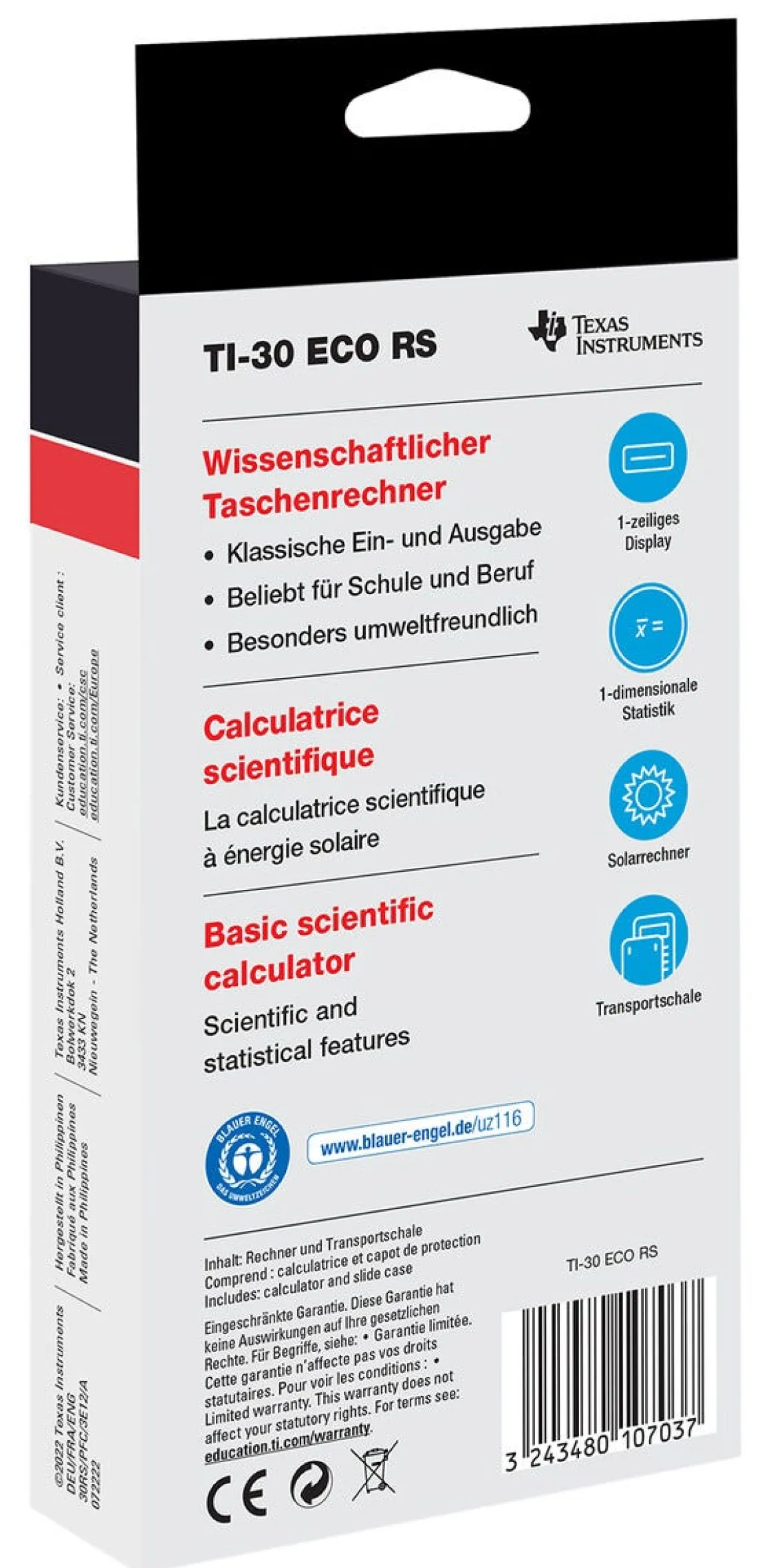 Texas Instruments TI-30 ECO RS miniräknare, solcell