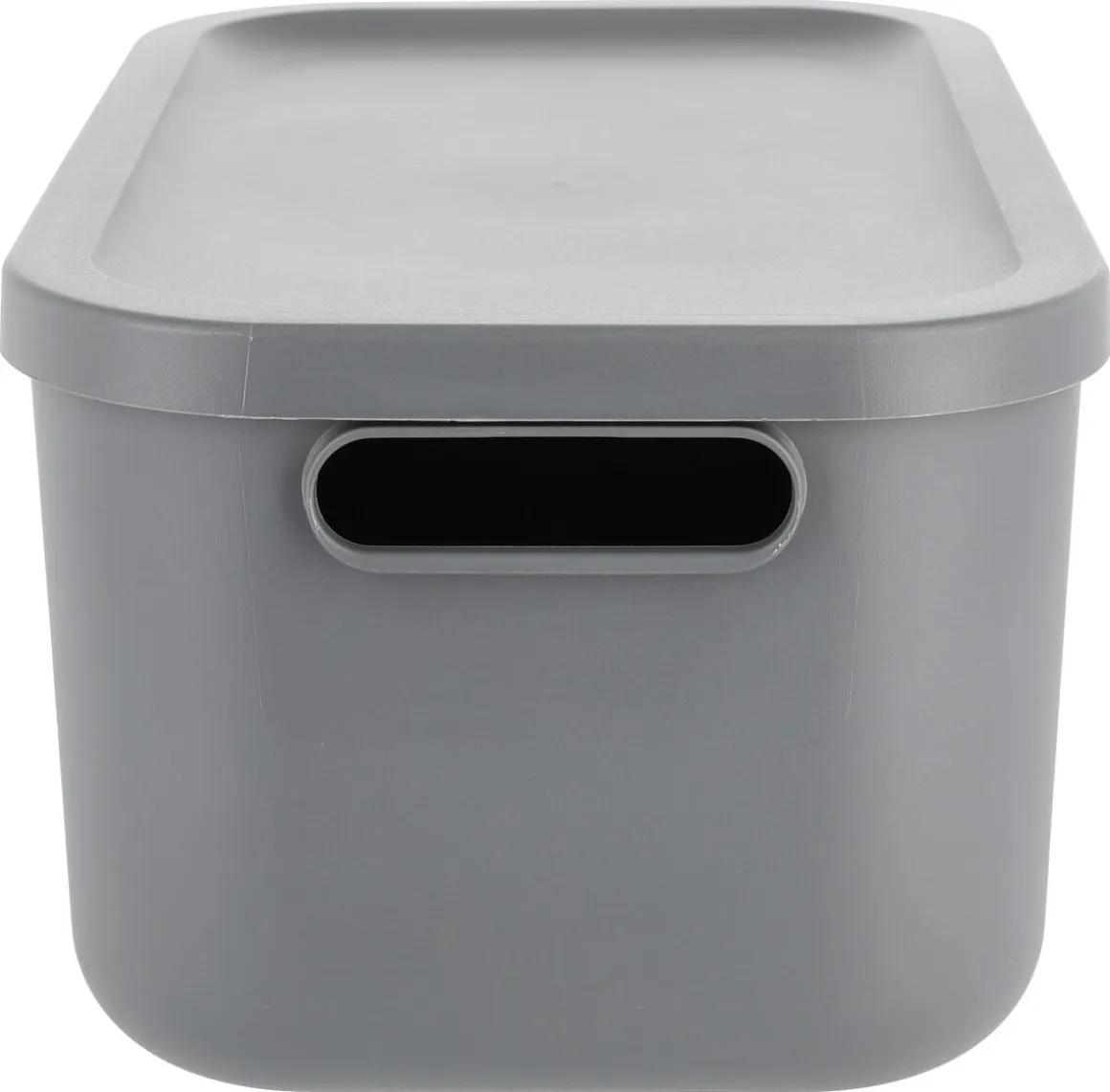 Tidy förvaringslåda med lock, återvunnen plast, grå