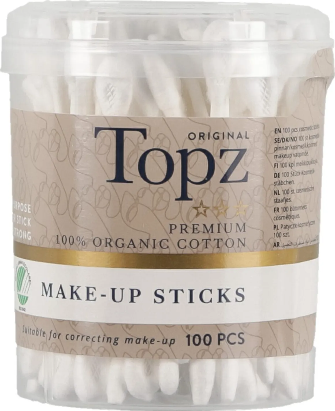 Topz Original Make Up Sticks bomullspinnar, 100-pack