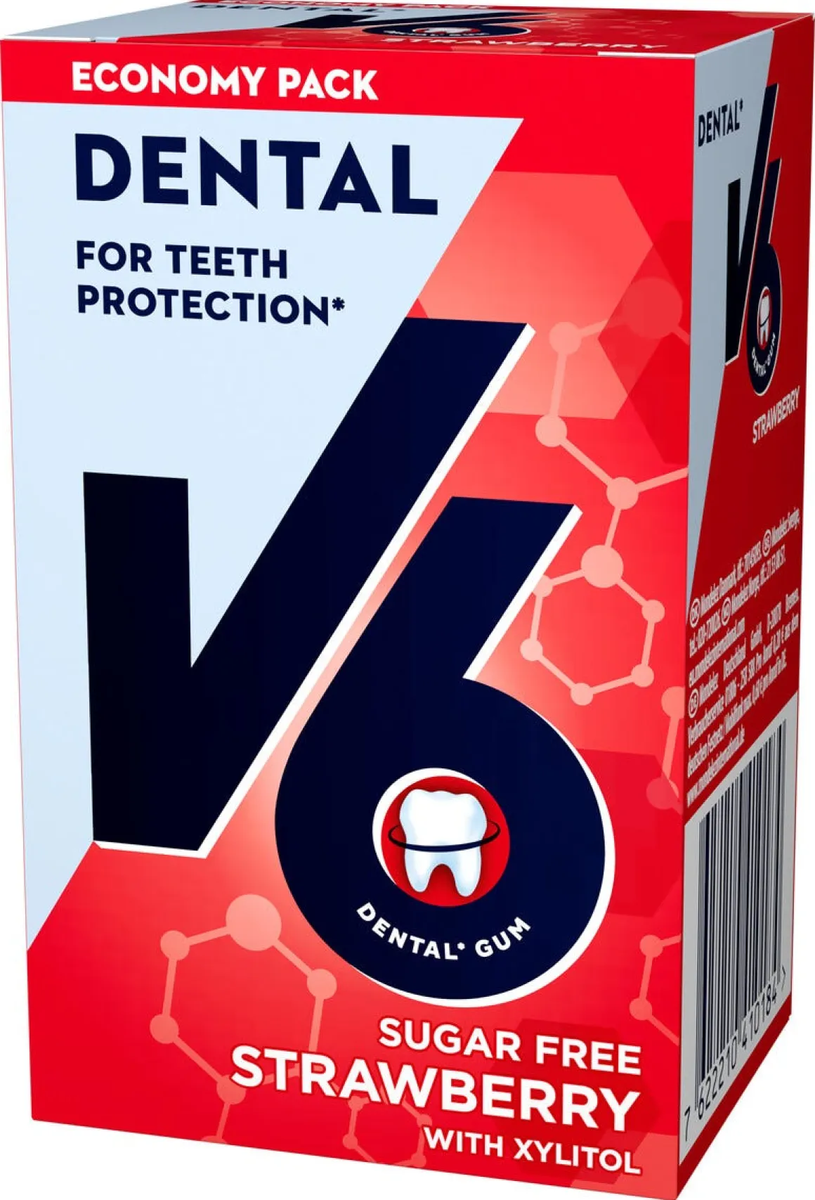 V6 Dental Care Strawberry tuggummi sockerfri, 70 g