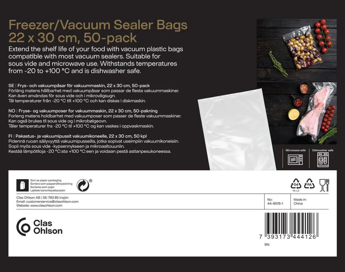 Vakuumpåsar mat mellanstora 22x30 cm 50-pack