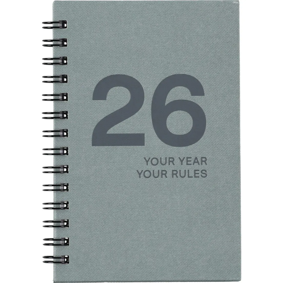 Veckokalender 2026 A6 spiralbunden, grå