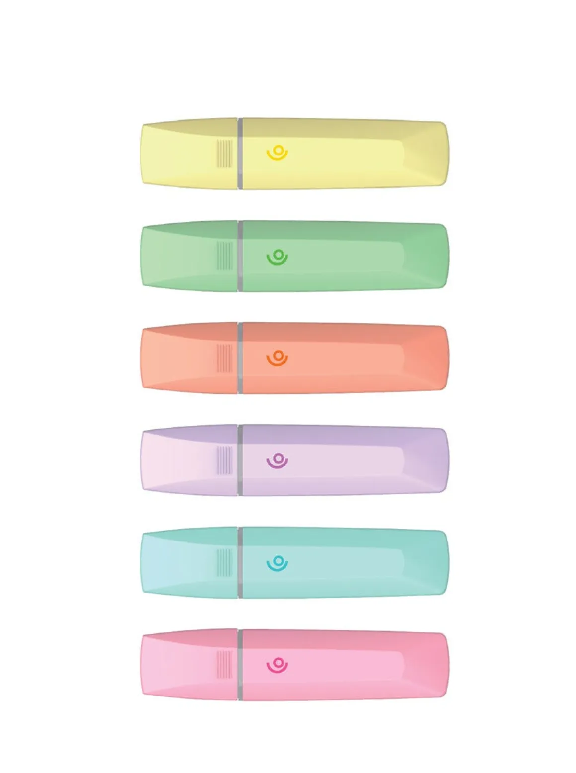 Överstrykningspenna pastell, 6-pack