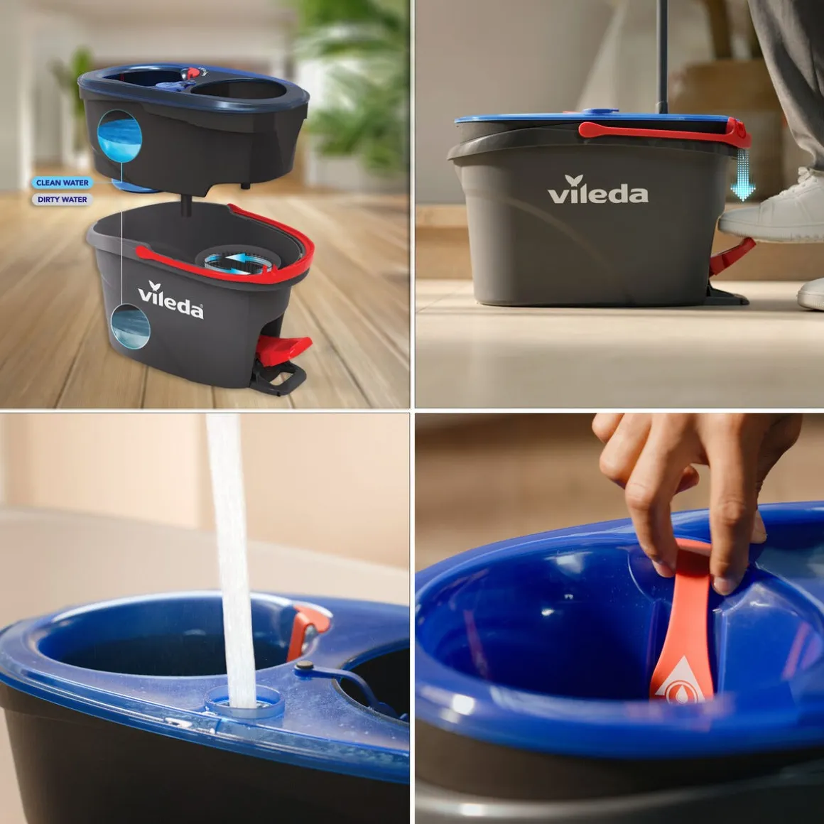 Vileda H2Pro Spin Mop System med dubbla vattenkammare