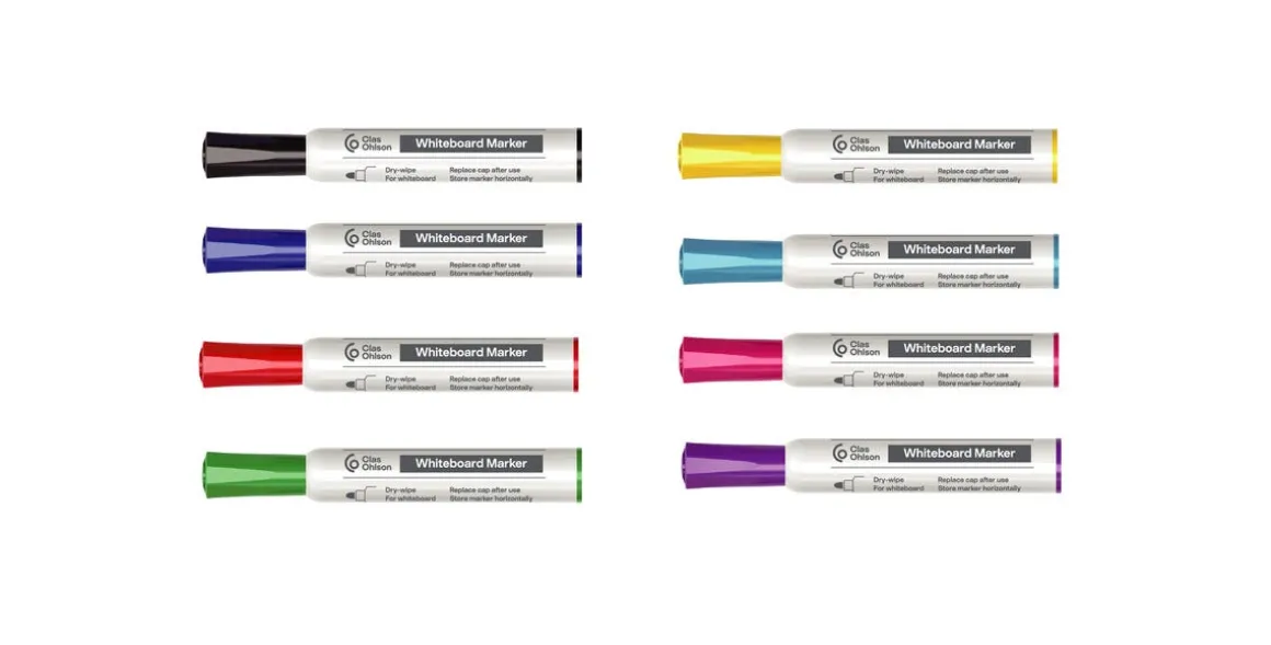 Whiteboardpennor rund spets, 8-pack