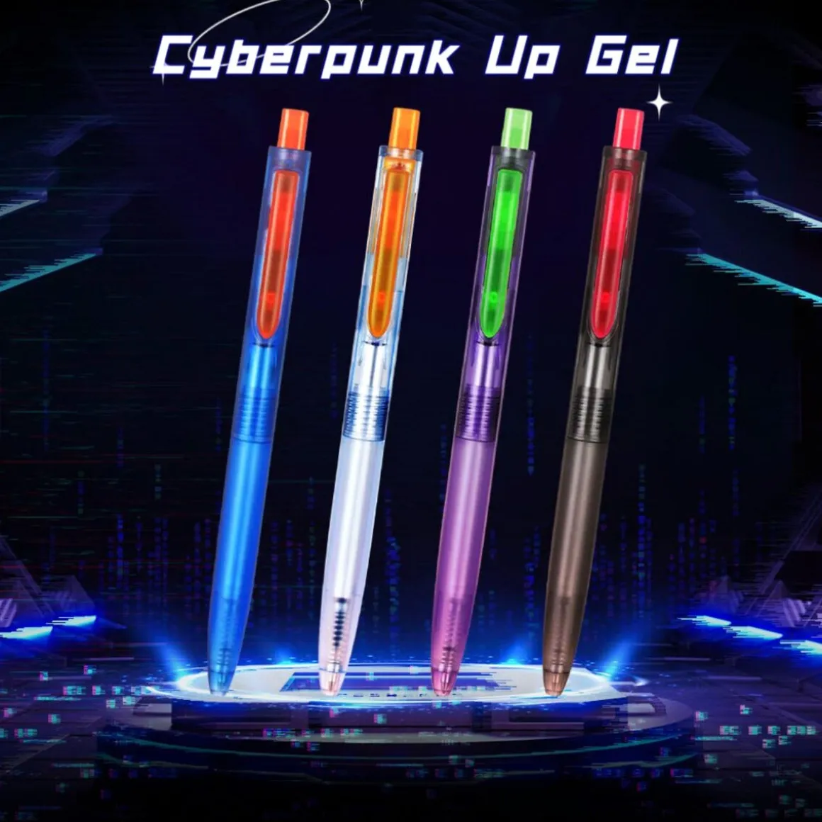 Writech Cyberpunk gelpenna blå tyst klick, snabbtorkande