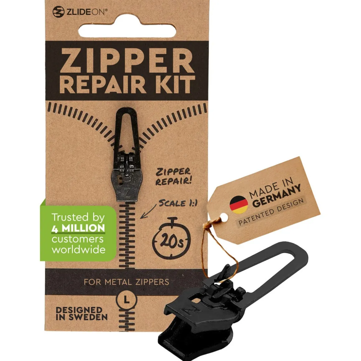 Zlideon Metal Zipper L dragkedja, metall
